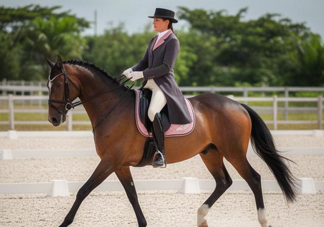 Jinete practicando doma clásica con caballo en pista de entrenamiento en Soledad Atlántico